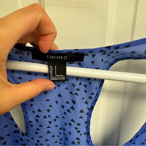 Forever 21 Blue Sleeveless Dress with Black Polka Dots - Picture 3 of 4